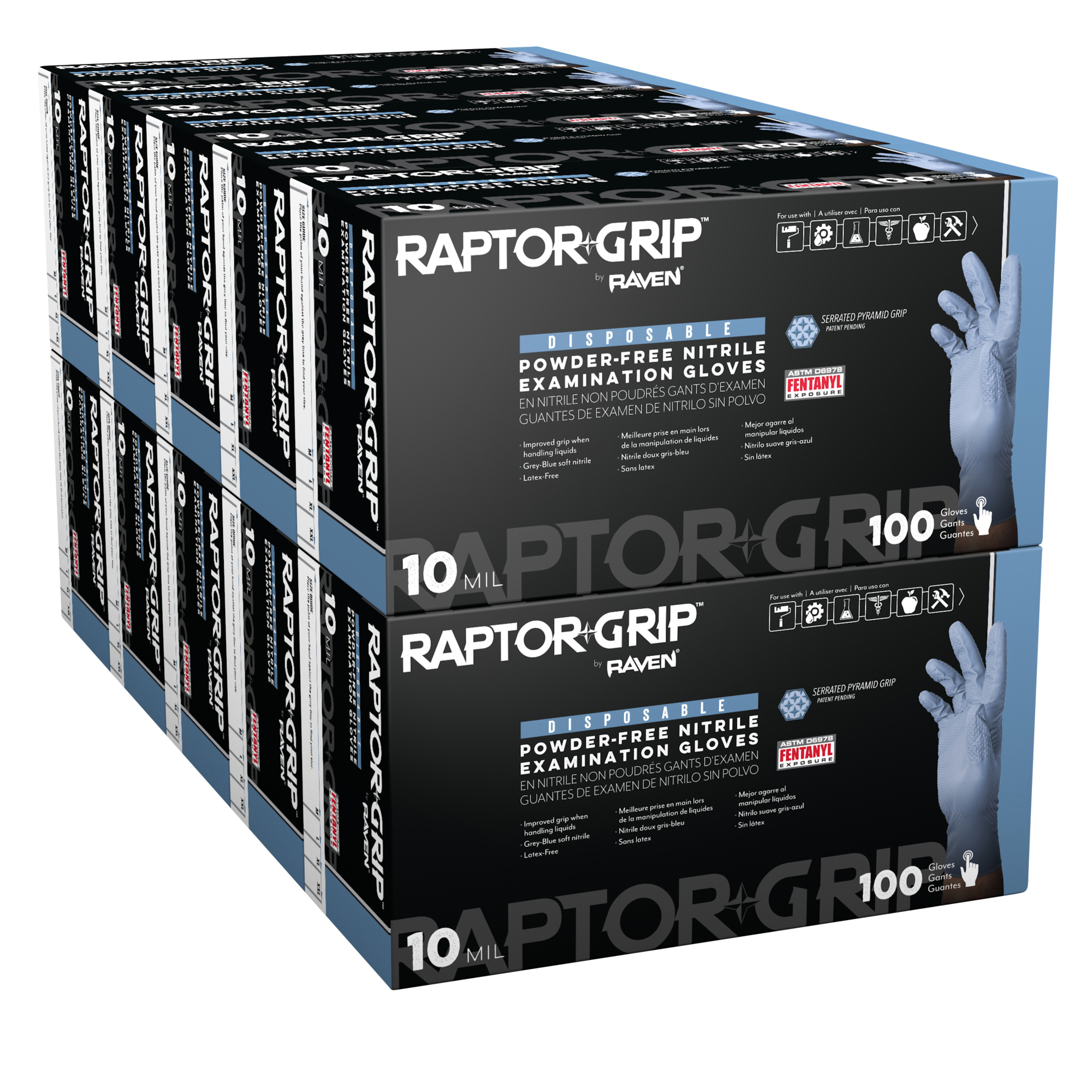 SAS Safety Raptor Grip PF Exam Nitrile Glove 10MIL 1000Pk 2XL